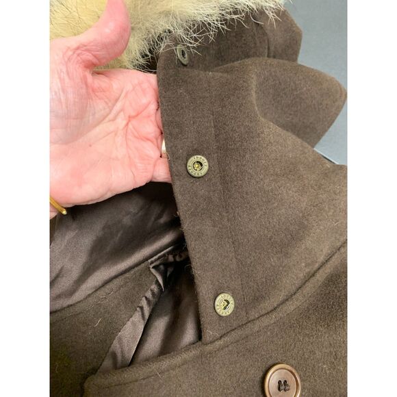 Theory Womens Coat Wool Angora Cashmere Penny Lane Fur‎ Collar Brown Size Medium - Picture 11 of 15